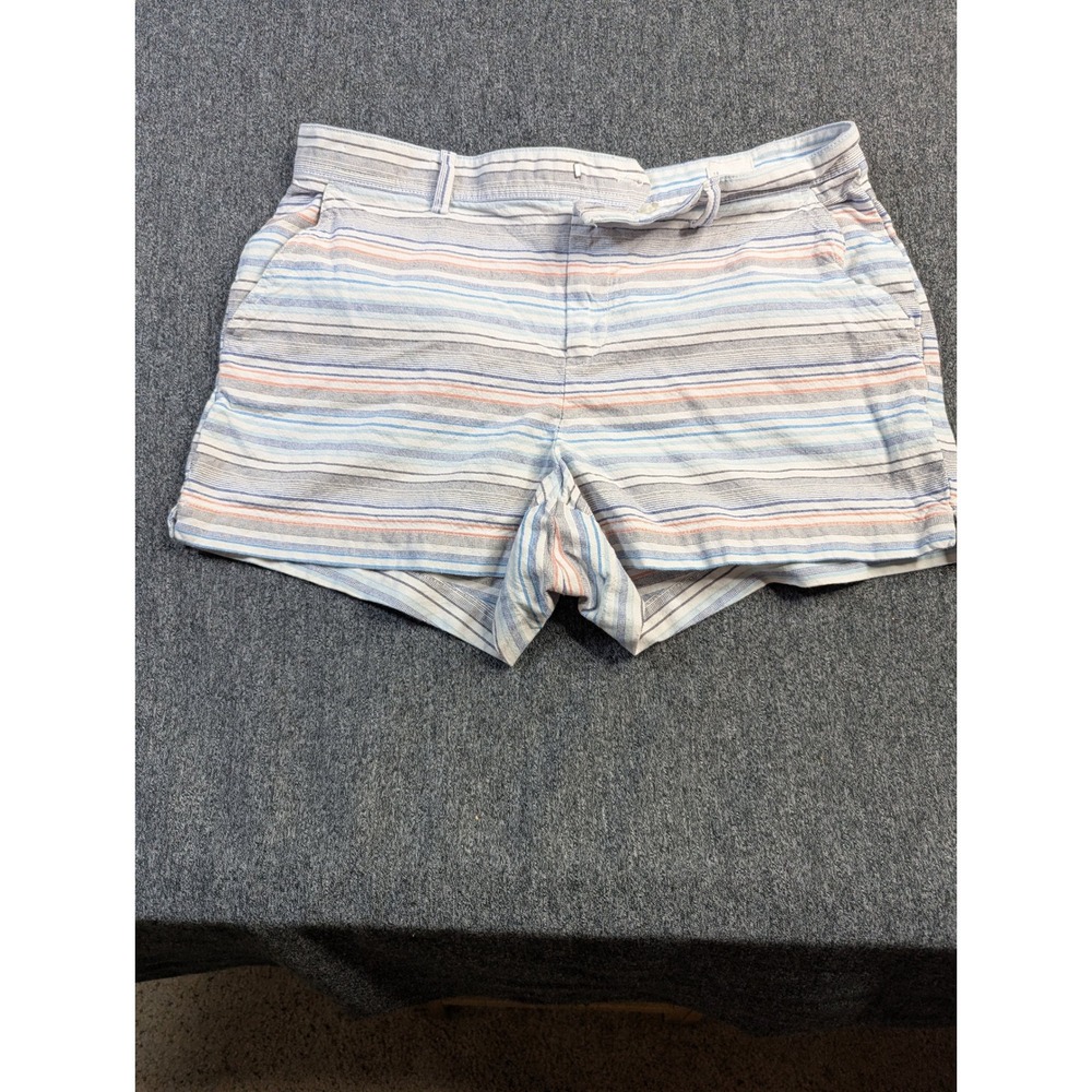 Gap Womens Size 14 Striped Casual Shorts Blue White Orange Multi Color Textured